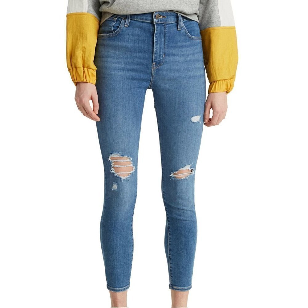 Jr40 Levi's Blue Women's 720 Cropped Super-Skinny Distress Jeans Size 0 / 25x25